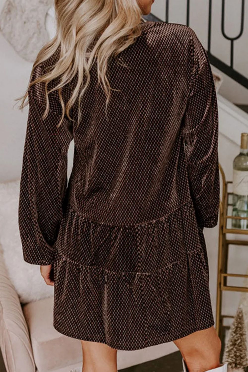 Deep Brown Velvet Mini Dress