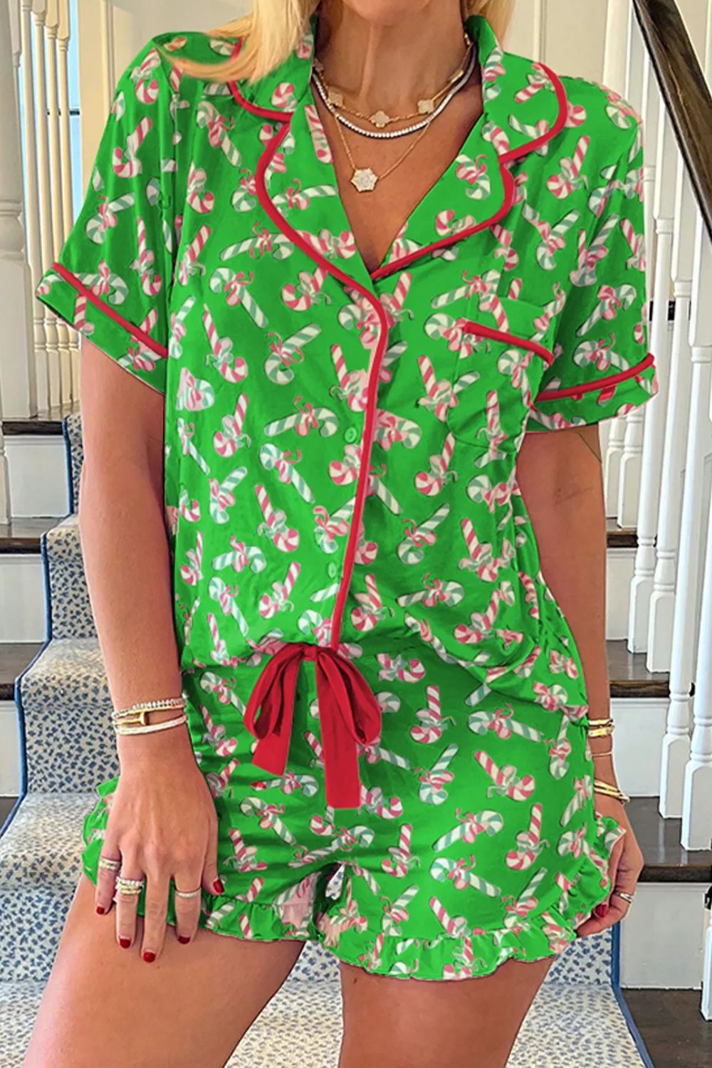 Candy Cane Top and Shorts Set