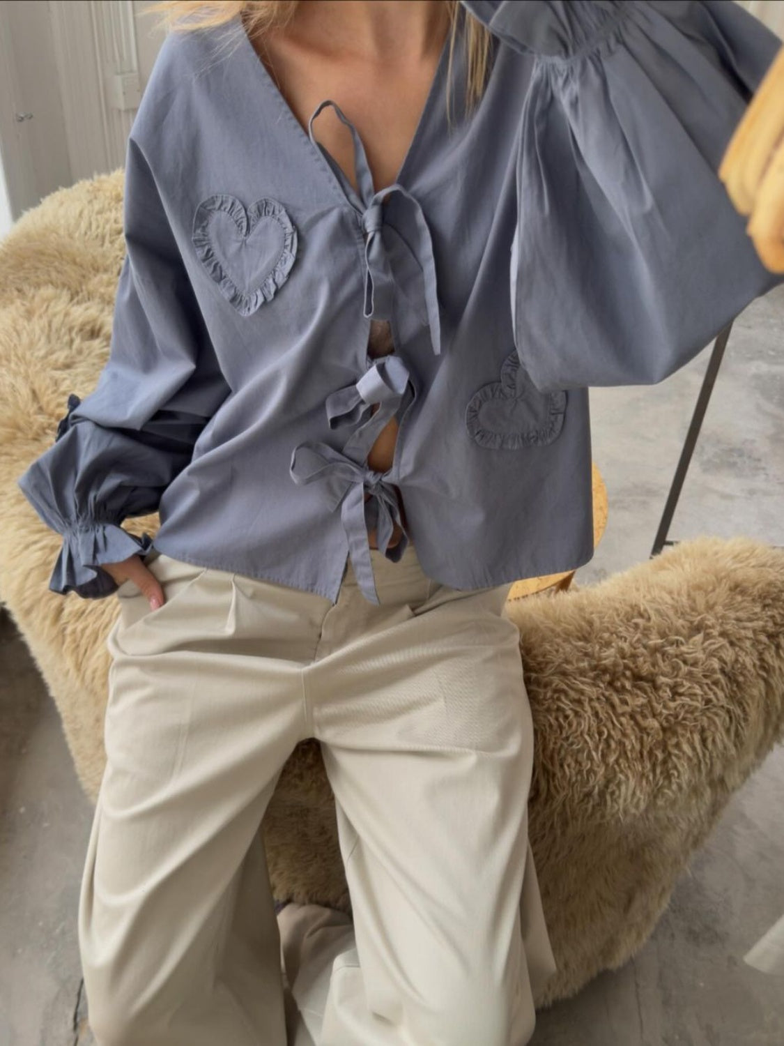 Queen Gold Bow Tie Front Blouse