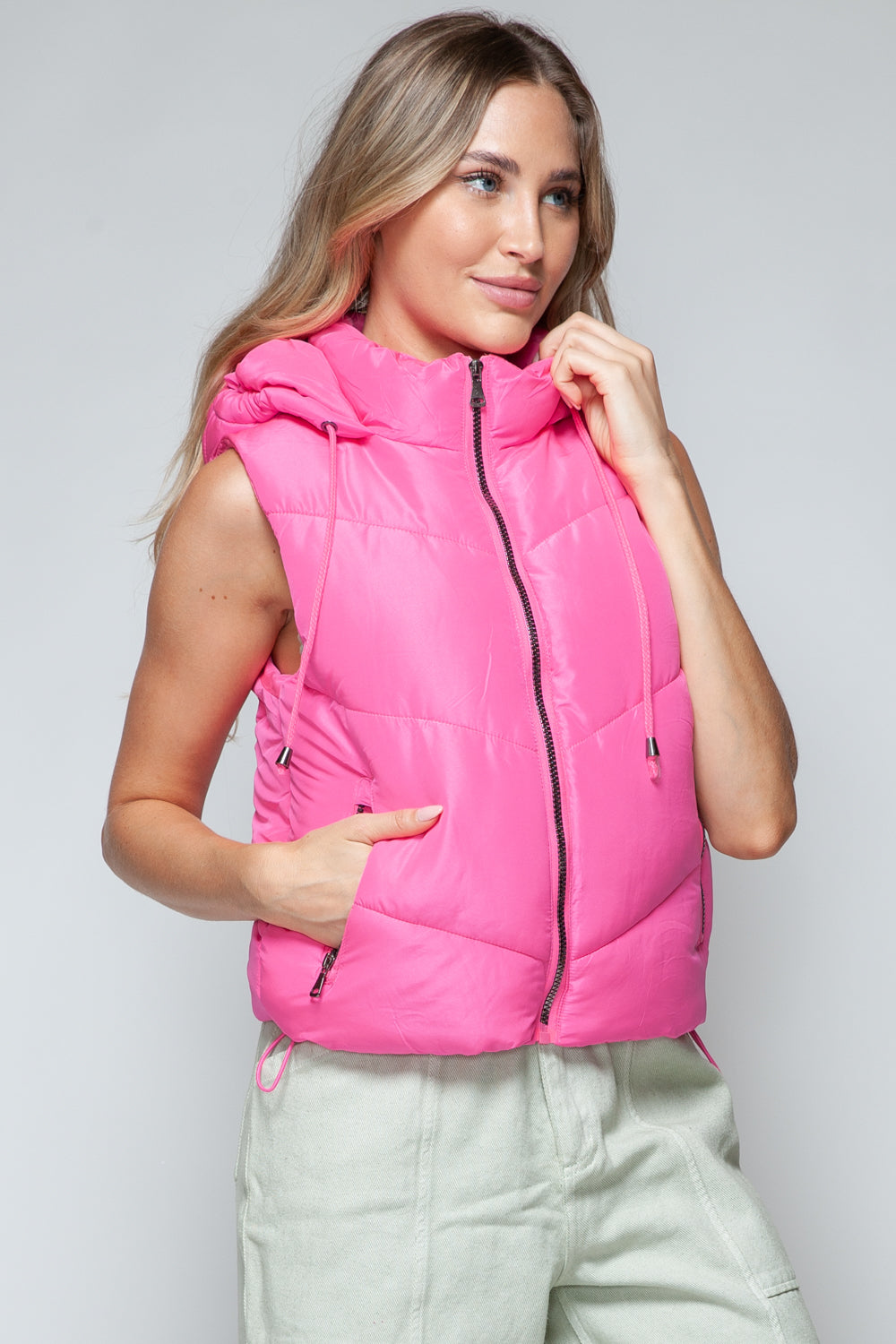 Barbie Pink Quilted Hoodie Vest