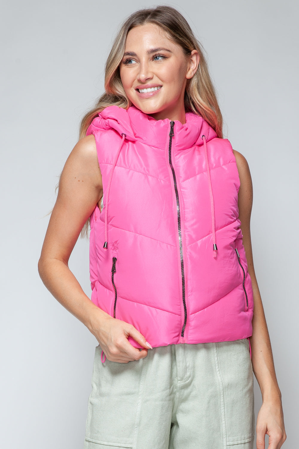 Barbie Pink Quilted Hoodie Vest