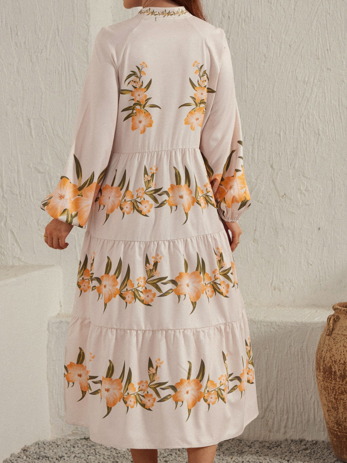 Intricate Long Sleeve Midi Dress
