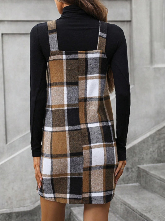 Plaid V-Neck Dress