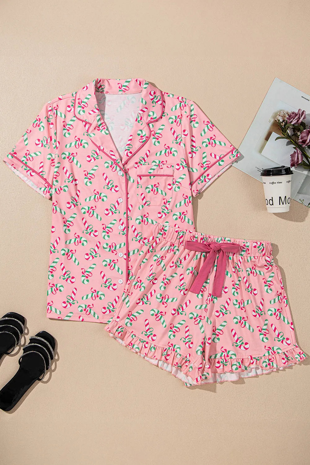 Candy Cane Top and Shorts Set