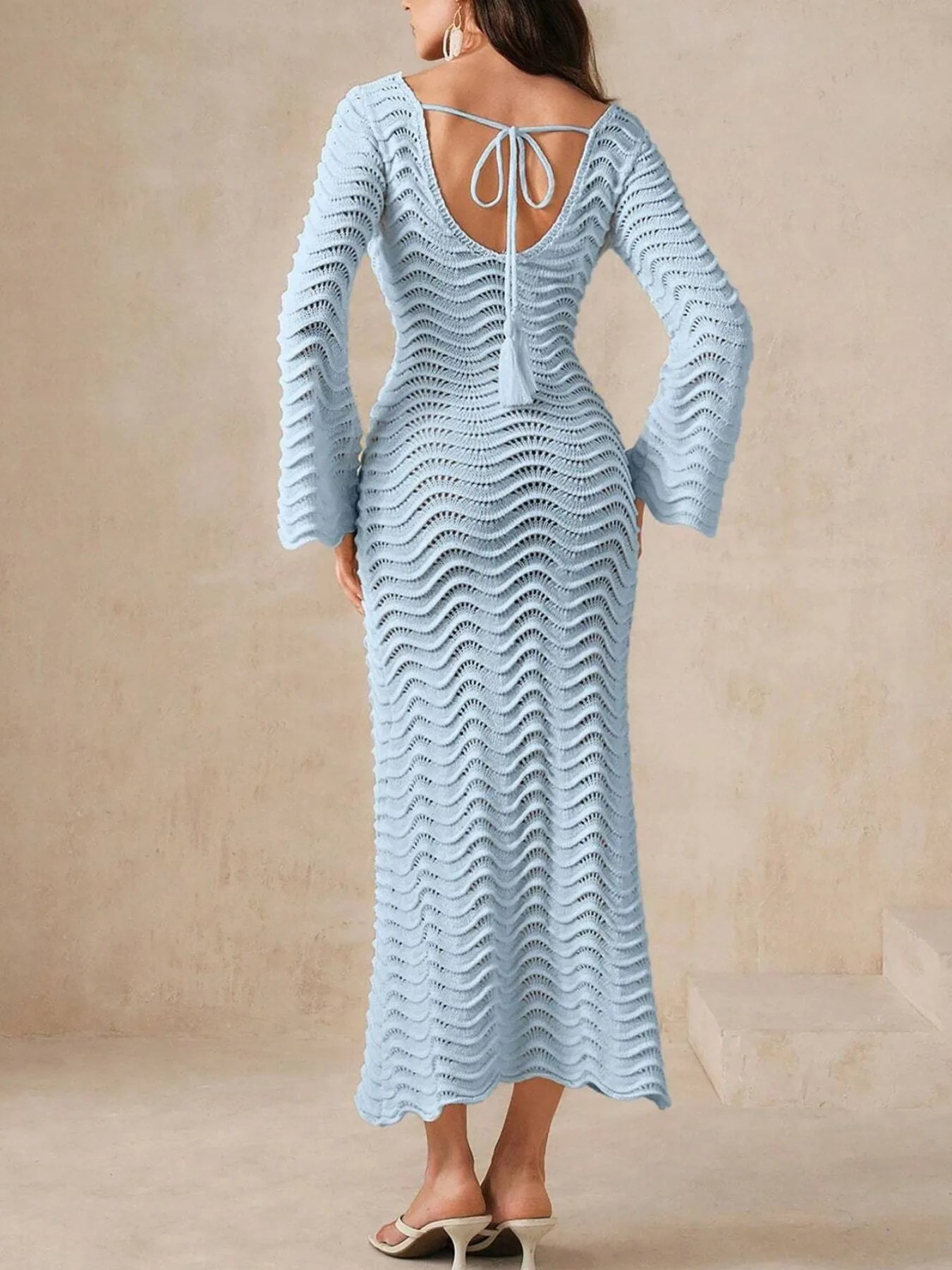 Wave Openwork Crochet Maxi Knit Dress AW | Blog + Boutique Wave Openwork Crochet Maxi Knit Dress AW | Blog + Boutique