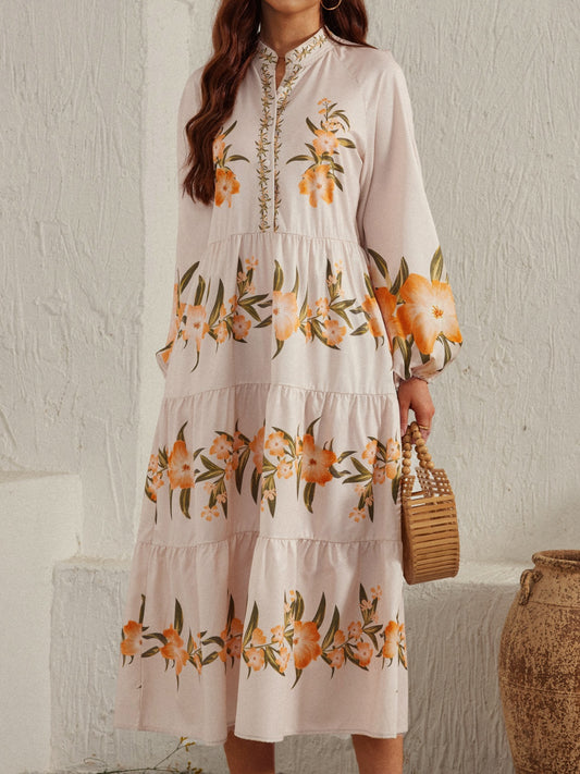 Intricate Long Sleeve Midi Dress