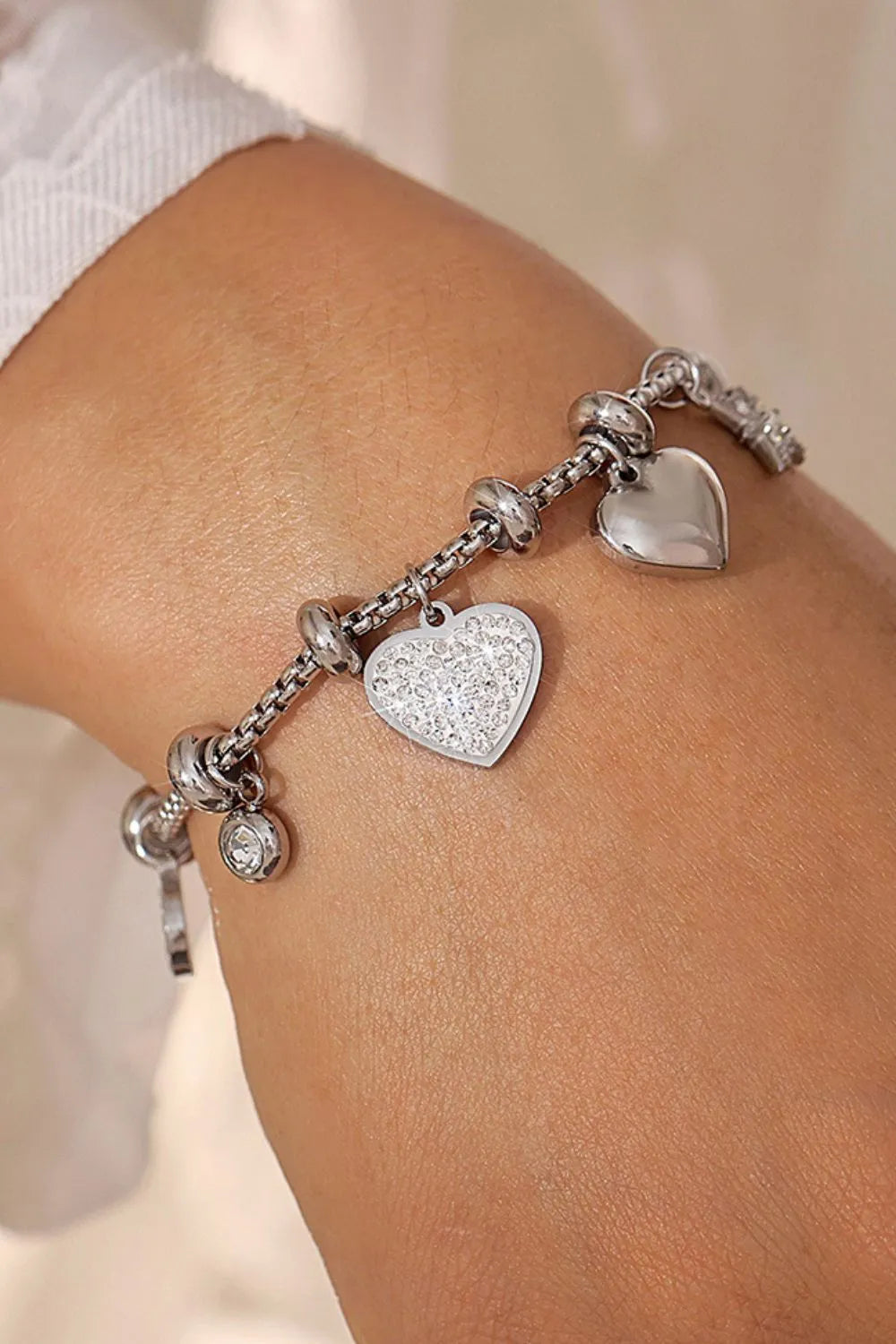 Titanium Steel Inland Zircon Heart Charm Bracelet – AW | Blog +
